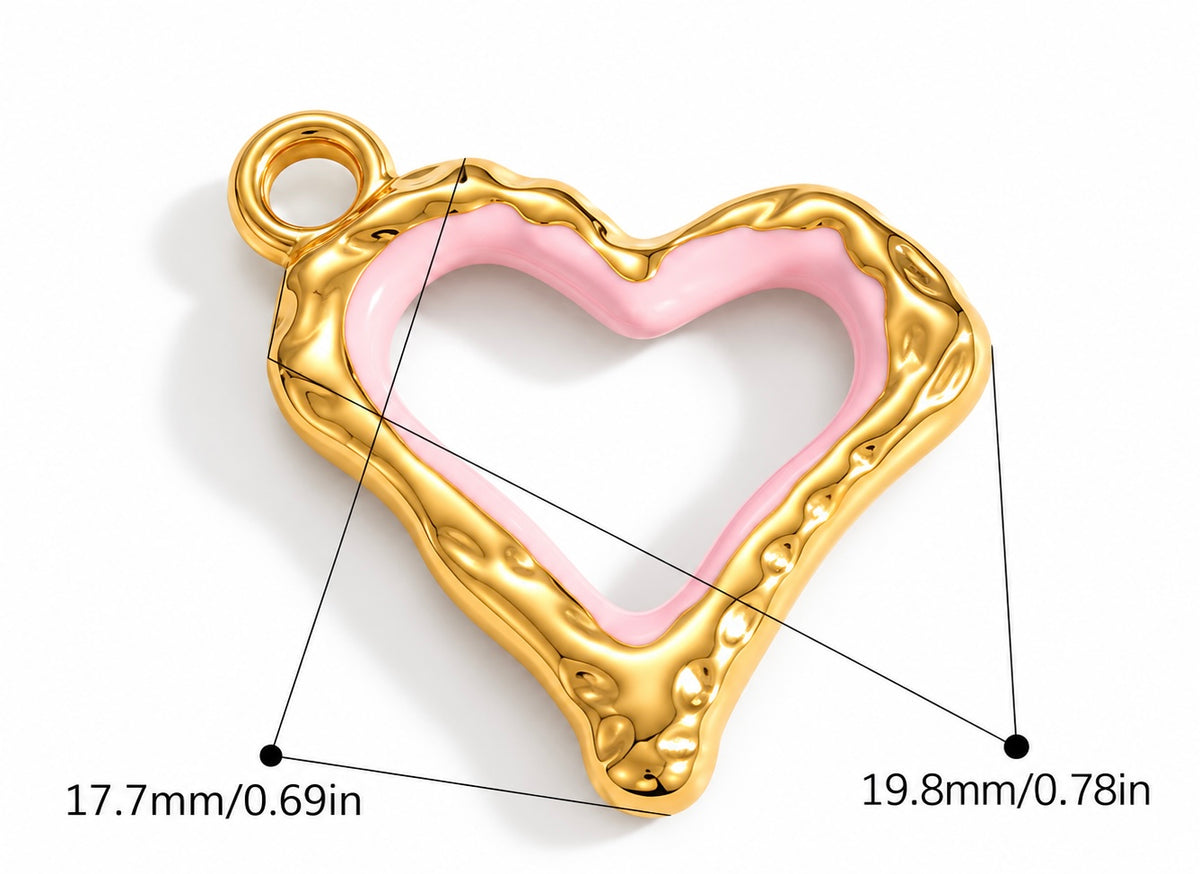 Pink Heart Outline Charm