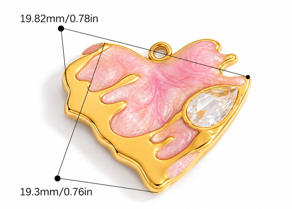 Pink Crystal Heart Charm