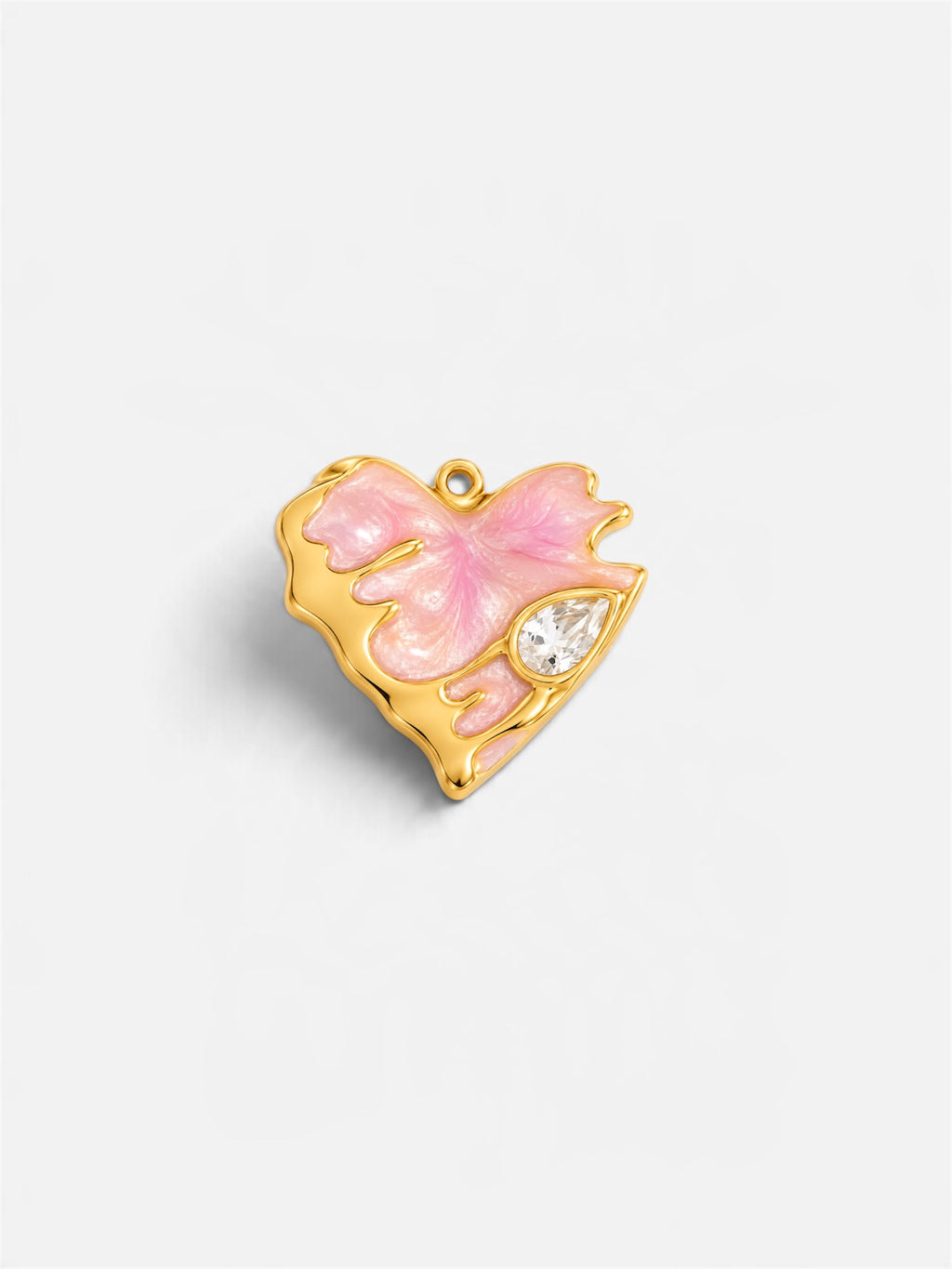 Pink Crystal Heart Charm