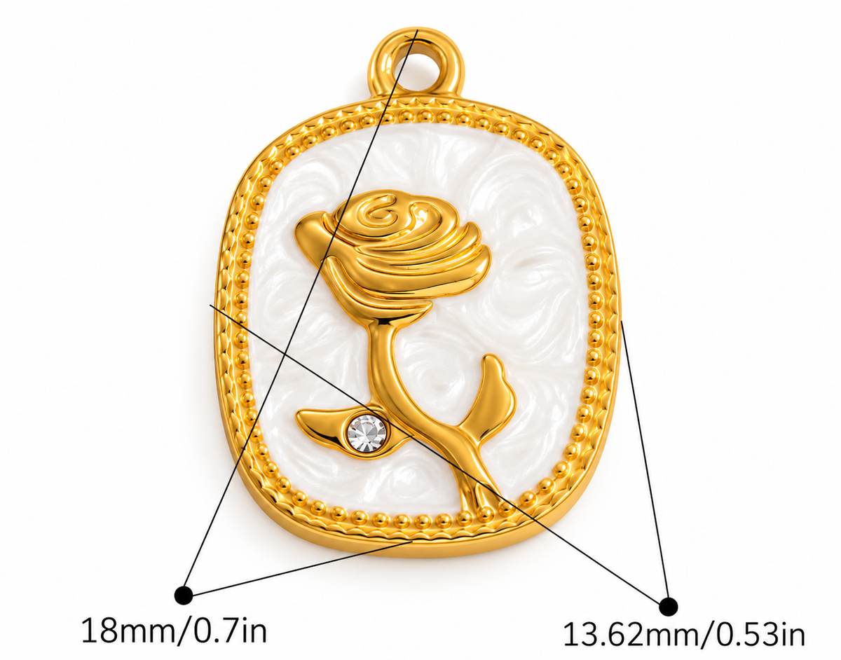 Golden Rose Crystal Charm
